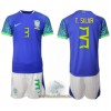 Officiële Voetbalshirt + Korte Broek Brazilië Thiago Silva 3 Uit WK 2022 - Kids